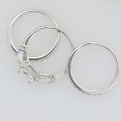 3 PC set Sterling Silver Semi Mount Ring Setting Round RD 8x8mm Syzjewelry