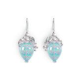 Sterling Silver Semi Mount Earrings Setting Pear PE Cabochon 17x13mm RD 4X4mm RD 3X3mm DHJ