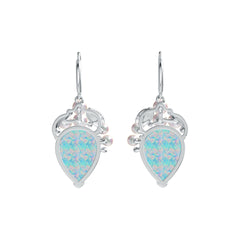 Sterling Silver Semi Mount Earrings Setting Pear PE Cabochon 17x13mm RD 4X4mm RD 3X3mm DHJ