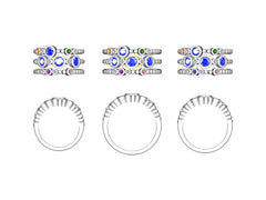 Sterling Silver Semi Mount Ring Setting Round RD 4x4mm 3 Band Ring DHJ