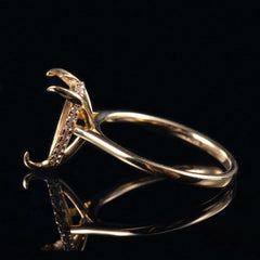 Customized 14K Gold Semi Mount Ring Setting Pear Cut 14x10x6.7mm with Hidden Halo 2mm Band Moissanite Syzjewelry