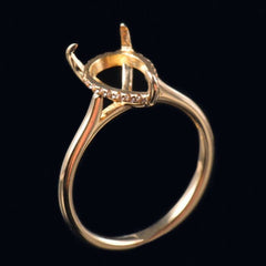 Customized 14K Gold Semi Mount Ring Setting Pear Cut 14x10x6.7mm with Hidden Halo 2mm Band Moissanite Syzjewelry
