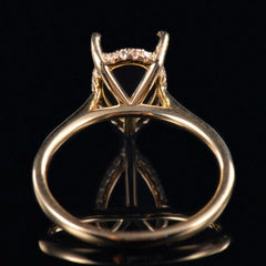 Customized 14K Gold Semi Mount Ring Setting Pear Cut 14x10x6.7mm with Hidden Halo 2mm Band Moissanite Syzjewelry