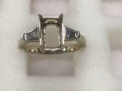 14K Gold Semi Mount Ring Setting Emerald OCT 9.53 x 6.72 x 4.59mm with Natural G+ VS+ diamonds Syzjewelry