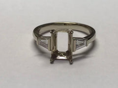 14K Gold Semi Mount Ring Setting Emerald OCT 9.53 x 6.72 x 4.59mm with Natural G+ VS+ diamonds Syzjewelry
