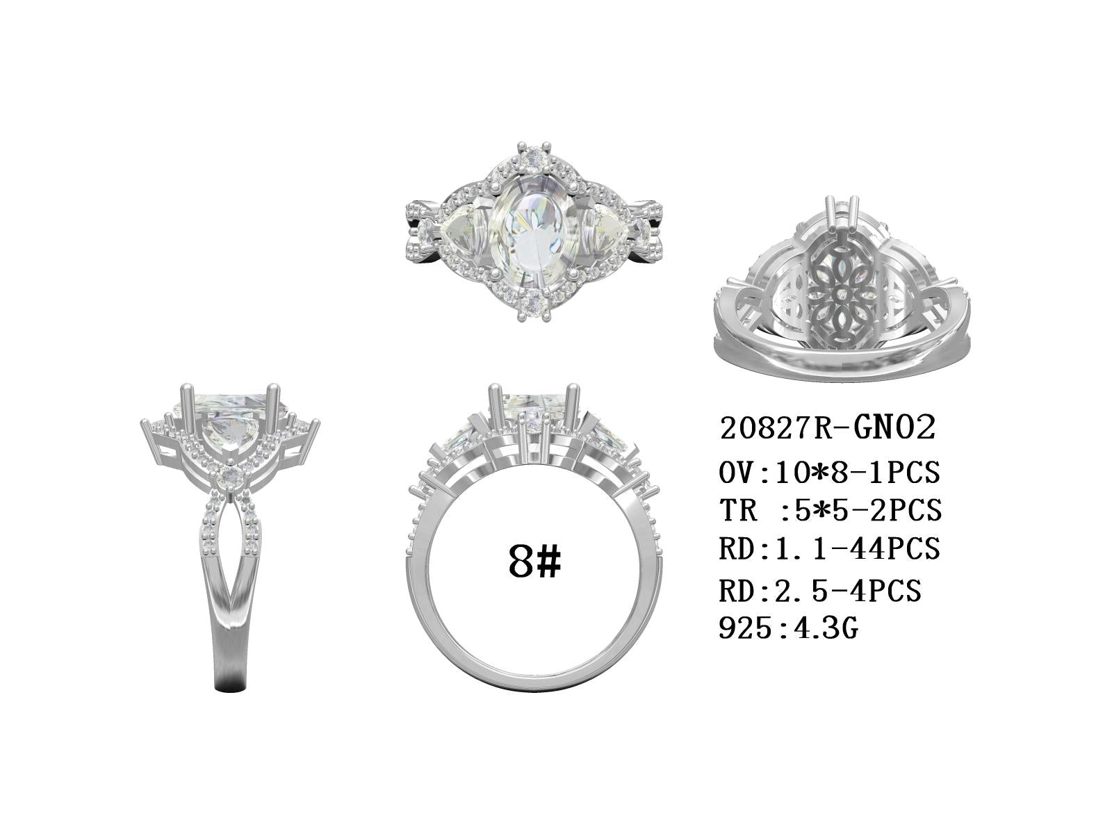 Sterling Silver Semi Mount Ring Setting Oval OV 10X8mm White Topaz P0022PJC2 Syzjewelry
