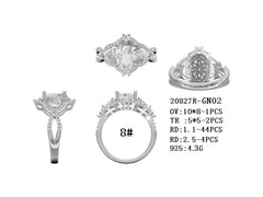 Sterling Silver Semi Mount Ring Setting Oval OV 10X8mm White Topaz P0022PJC2 Syzjewelry