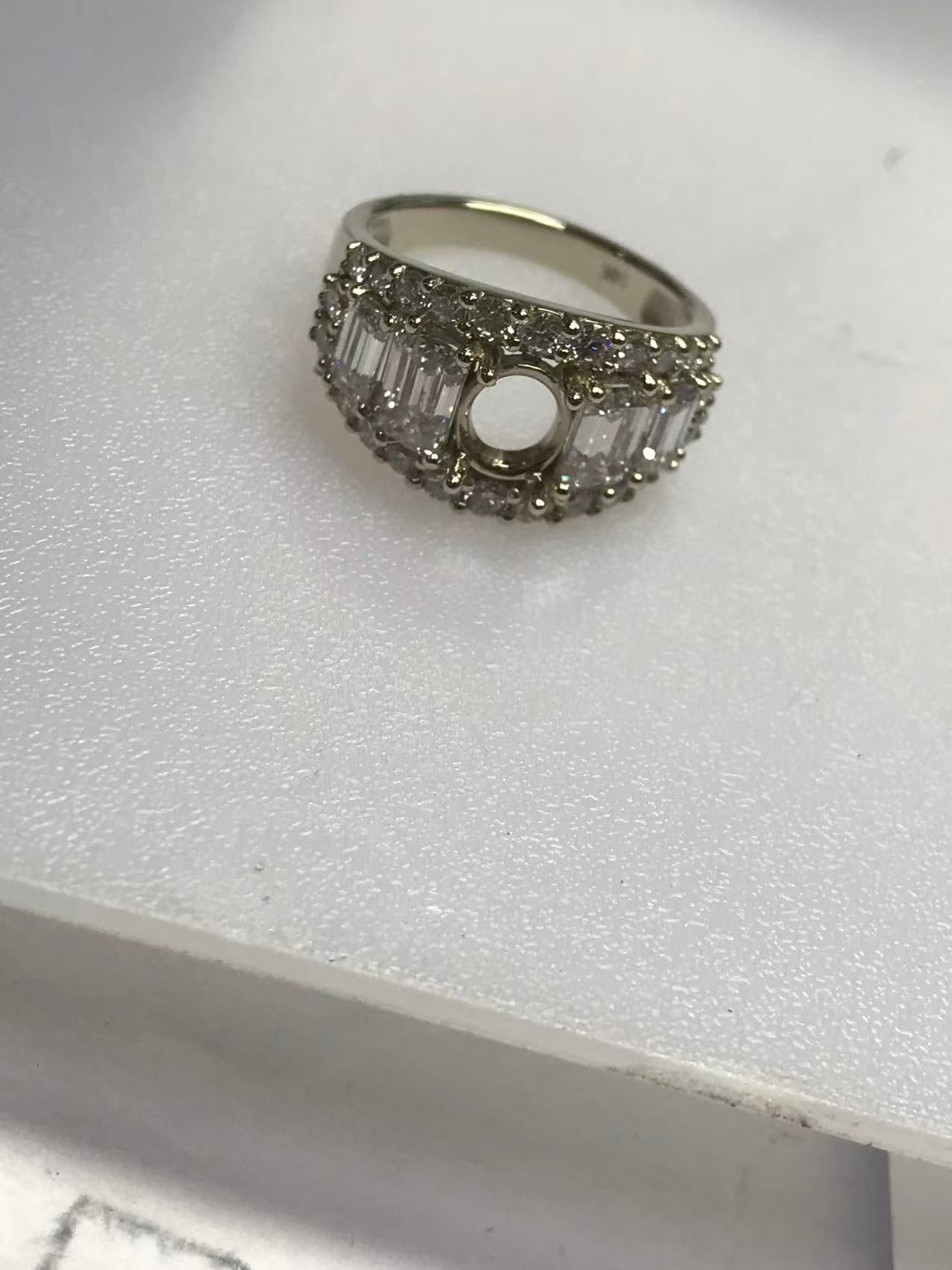 14K White Gold Semi Mount Ring Setting Oval OV 6.5x5.7x3.5mm with Lab Diamond Side Stones Syzjewelry