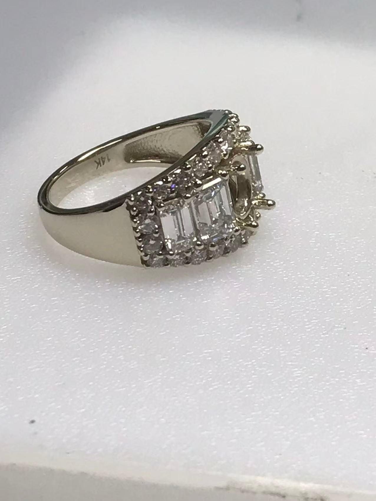 14K White Gold Semi Mount Ring Setting Oval OV 6.5x5.7x3.5mm with Lab Diamond Side Stones Syzjewelry