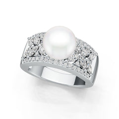 Sterling Silver Semi Mount Ring Setting Round RD 10x10mm Pearl Setting DHJ