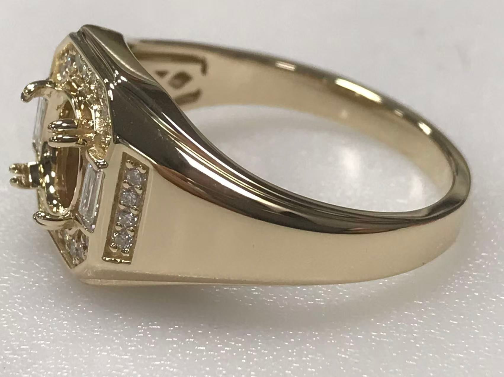 Custom 14K Gold Semi Mount Ring Setting Oval OV 8.2x7.2x4.5mm with Lab Grown Diamond Accents Size 12.25 Syzjewelry