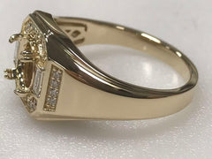 Custom 14K Gold Semi Mount Ring Setting Oval OV 8.2x7.2x4.5mm with Lab Grown Diamond Accents Size 12.25 Syzjewelry