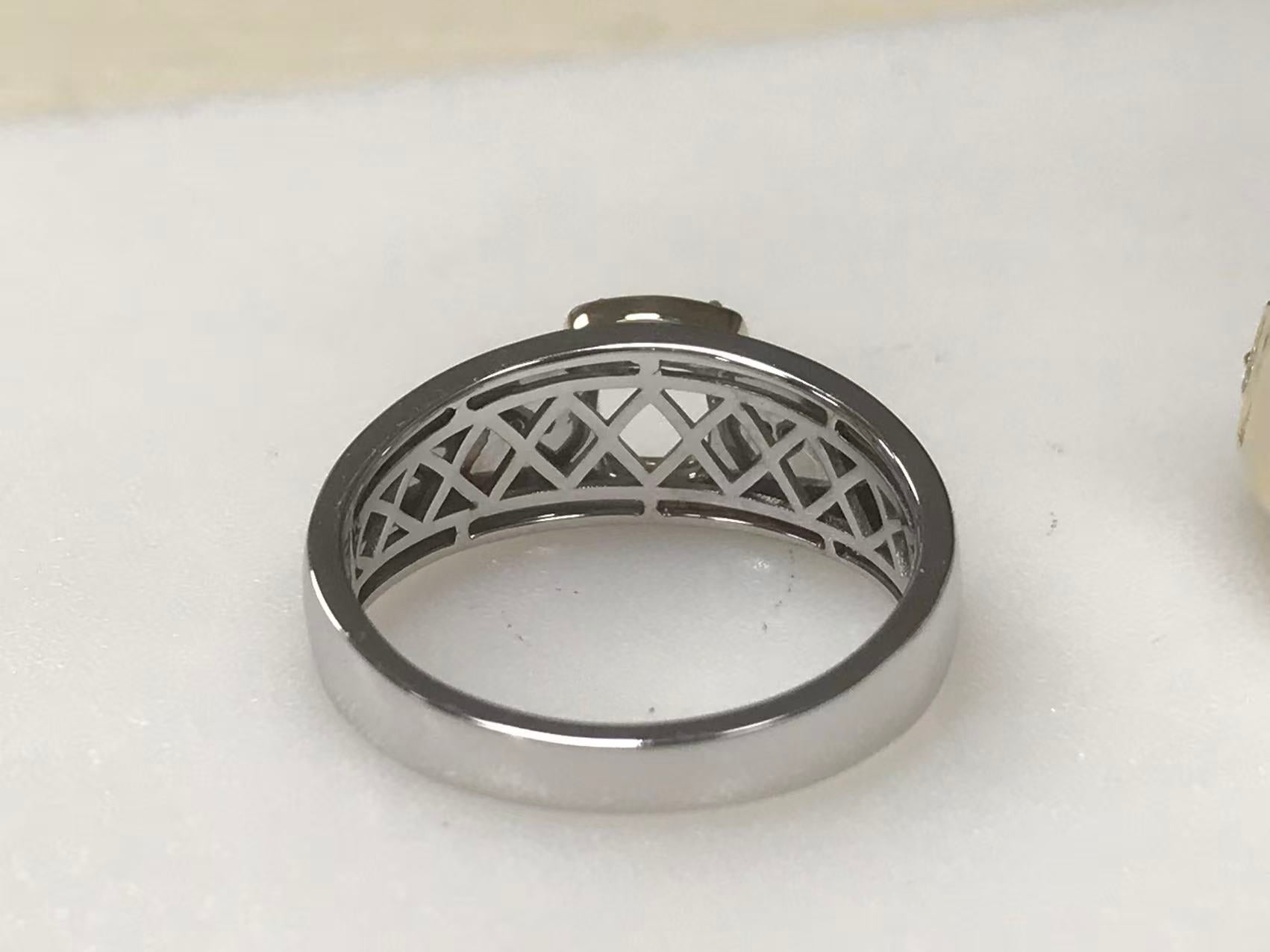 Custom 10K White & Yellow Gold Semi Mount Ring Setting Cushion CU 7.5 x 6.5 x 4.5mm with Lab-Grown Diamond Accents Size 12.25 Syzjewelry