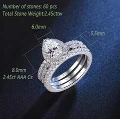 Sterling Silver Semi Mount Ring Setting Pear PE 8x6mm with CZ Accents Syzjewelry