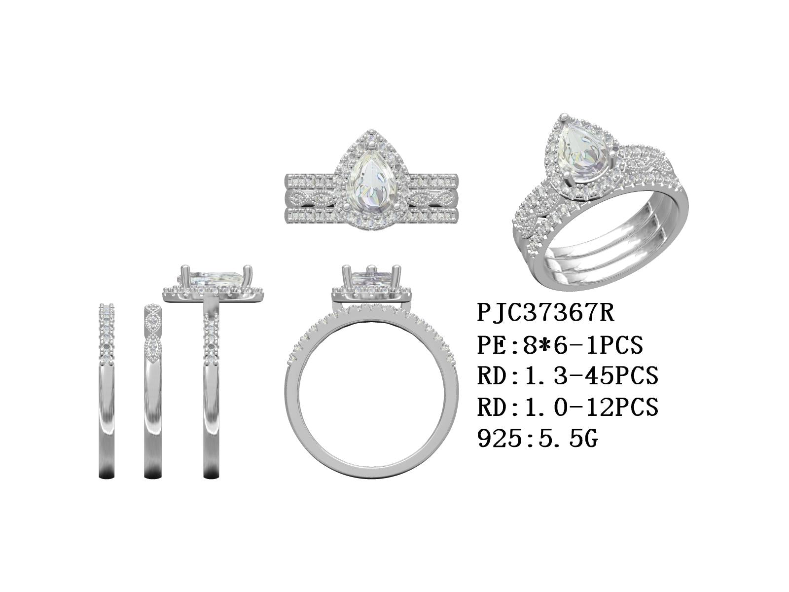 Sterling Silver Semi Mount Ring Setting Pear PE 8x6mm with CZ Accents Syzjewelry