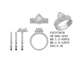 Sterling Silver Semi Mount Ring Setting Pear PE 8x6mm with CZ Accents Syzjewelry