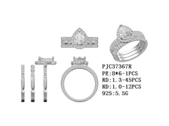 Sterling Silver Semi Mount Ring Setting Pear PE 8x6mm with CZ Accents Syzjewelry