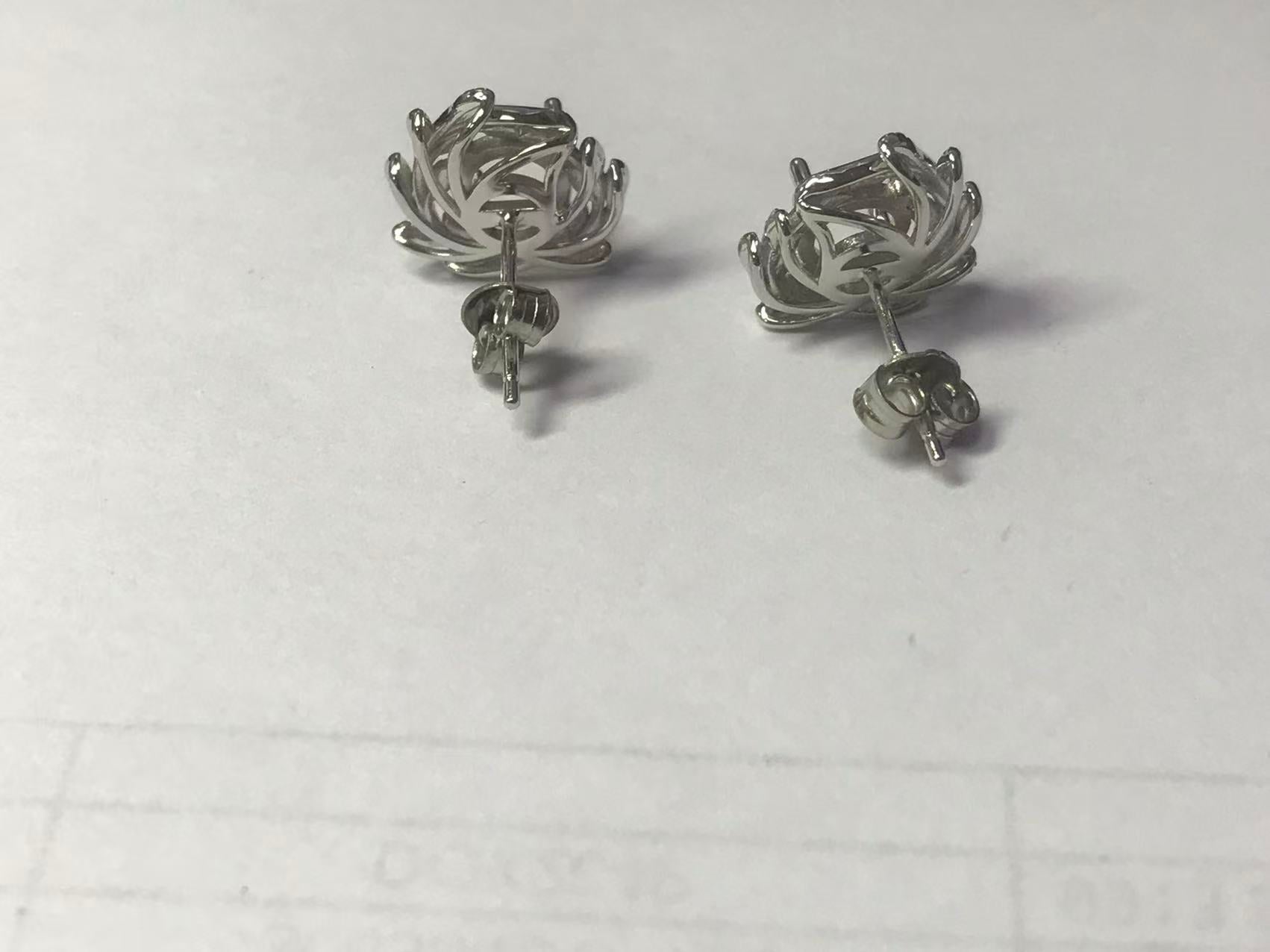 Sterling Silver Semi Mount Earrings Setting Round RD 6x6mm Syzjewelry