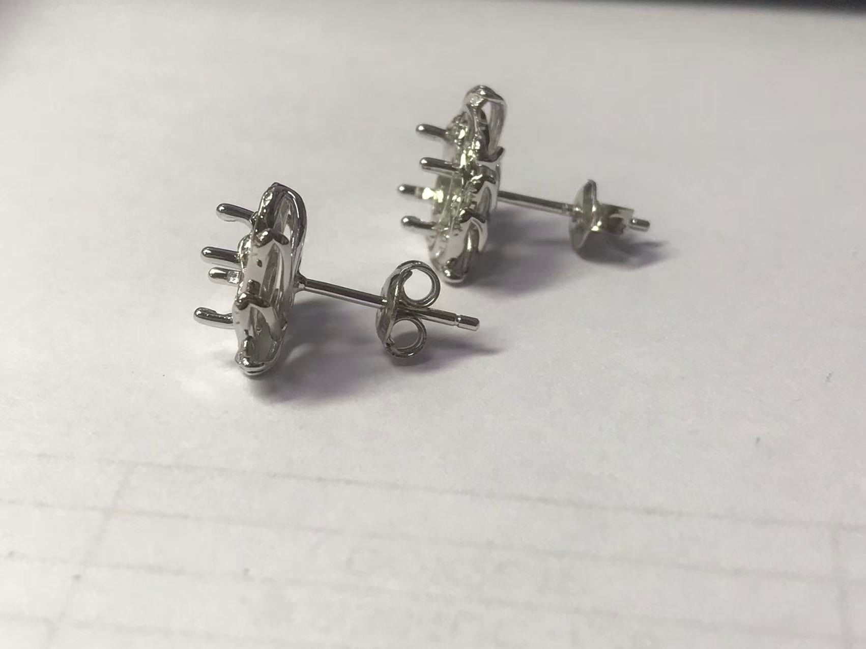 Sterling Silver Semi Mount Earrings Setting Round RD 6x6mm Syzjewelry