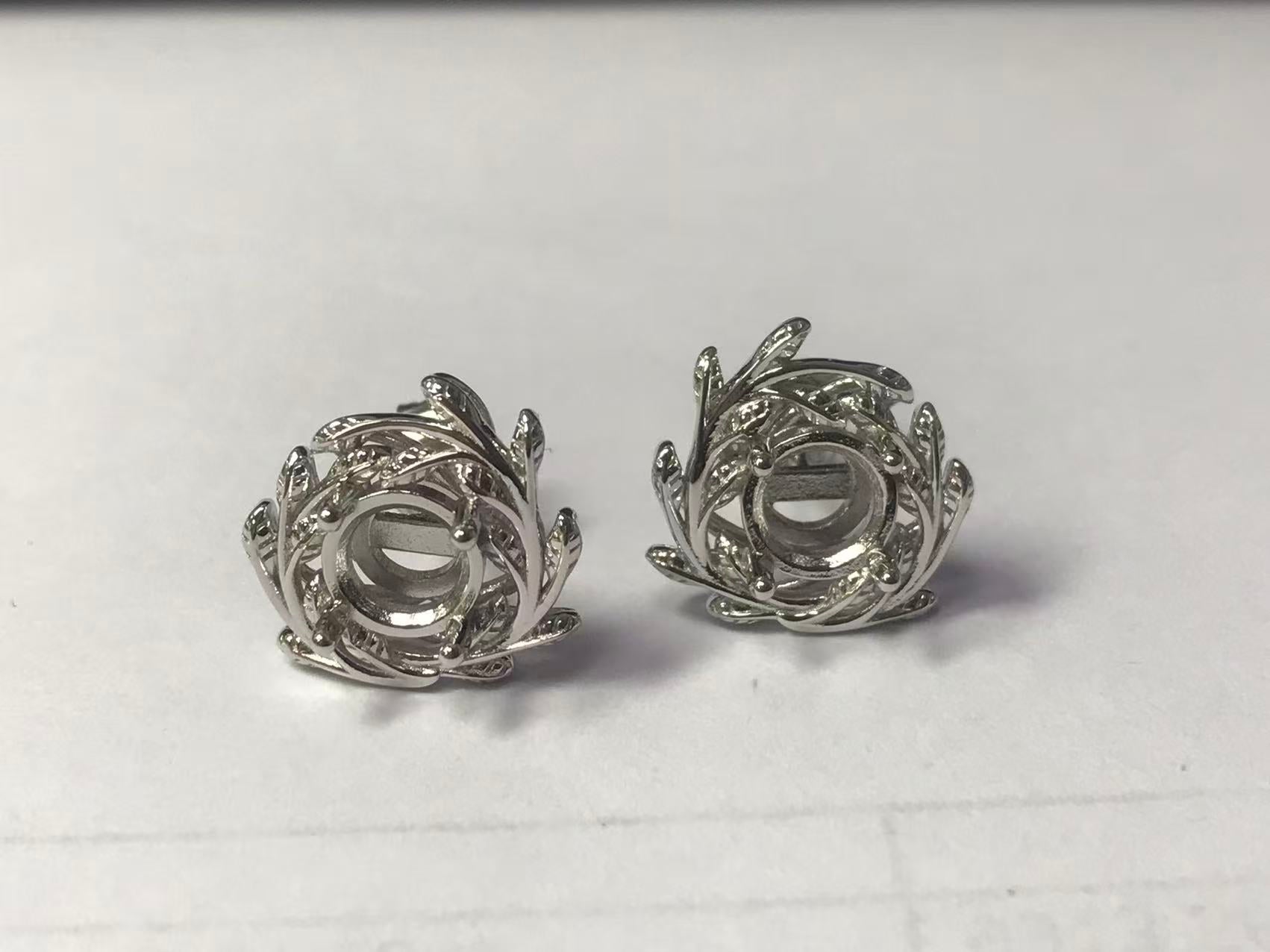 Sterling Silver Semi Mount Earrings Setting Round RD 6x6mm Syzjewelry