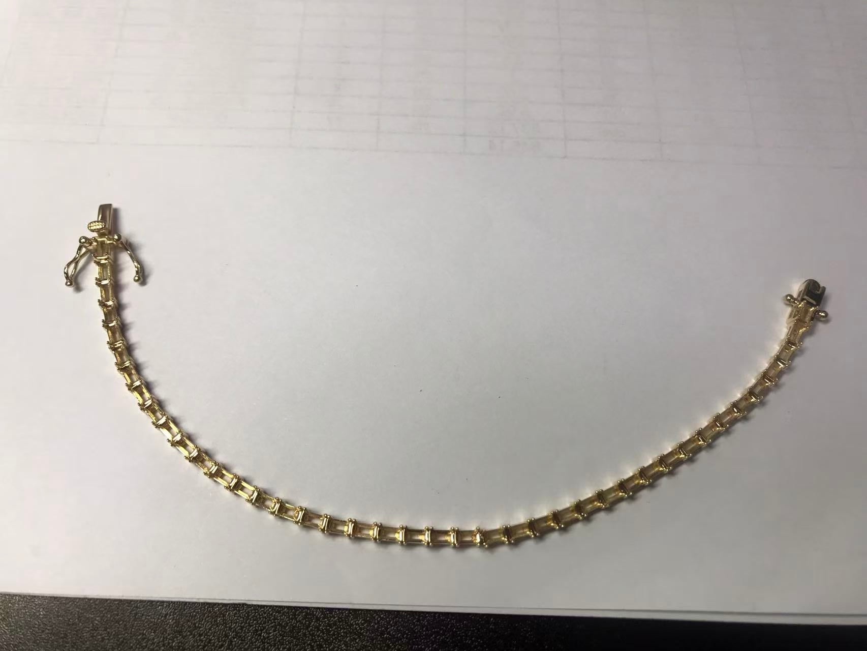 18K Yellow Gold Semi Mount Tennis Bracelet Setting Baguette BG 4x2mm Syzjewelry