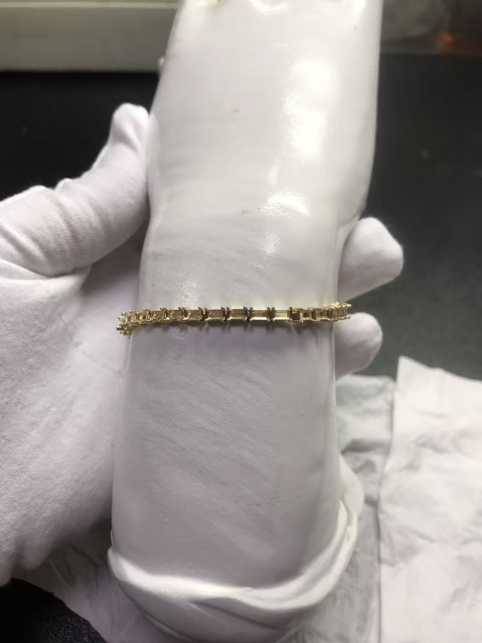 18K Yellow Gold Semi Mount Tennis Bracelet Setting Baguette BG 4x2mm Syzjewelry