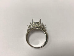 Sterling Silver Semi Mount Ring Setting Oval OV 14x10mm Art Deco Style Syzjewelry