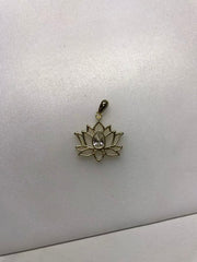 FSD Lotus, Sterling Silver, Gold Plated, with Lab Grown White Sapphire PE 4x6mm