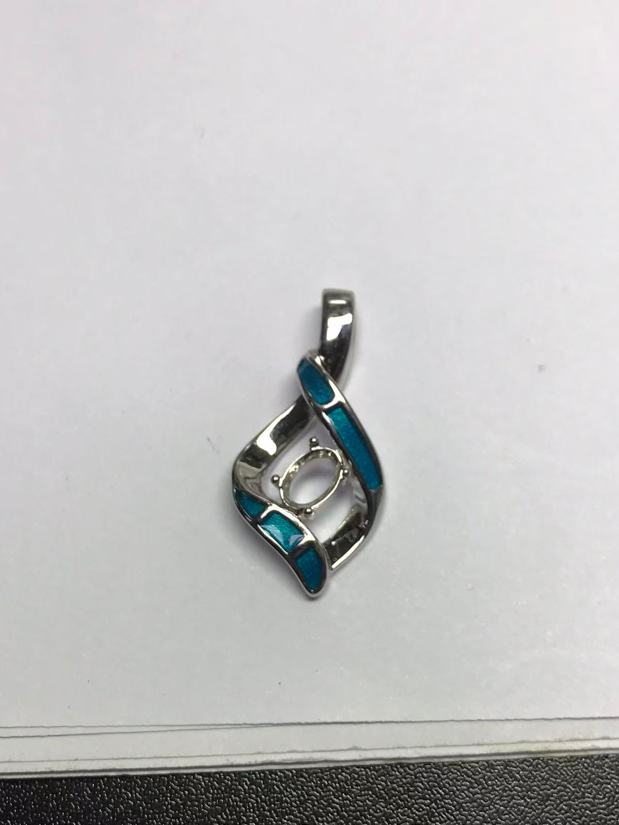 Sterling Silver Semi Mount Pendant Setting Oval OV 7X5mm DHJ
