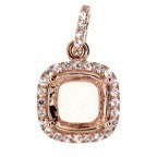 Sterling Silver Semi Mount Pendants Setting Cushion CU 8x8mm Topaz Accent P007 Syzjewelry