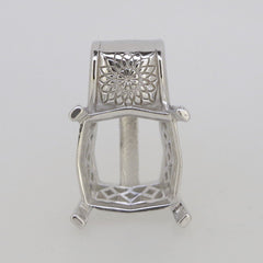 Sterling Silver Semi Mount Pendant Setting Princess SQ 12x12mm CU13x13mm Art Nouveau Style Syzjewelry