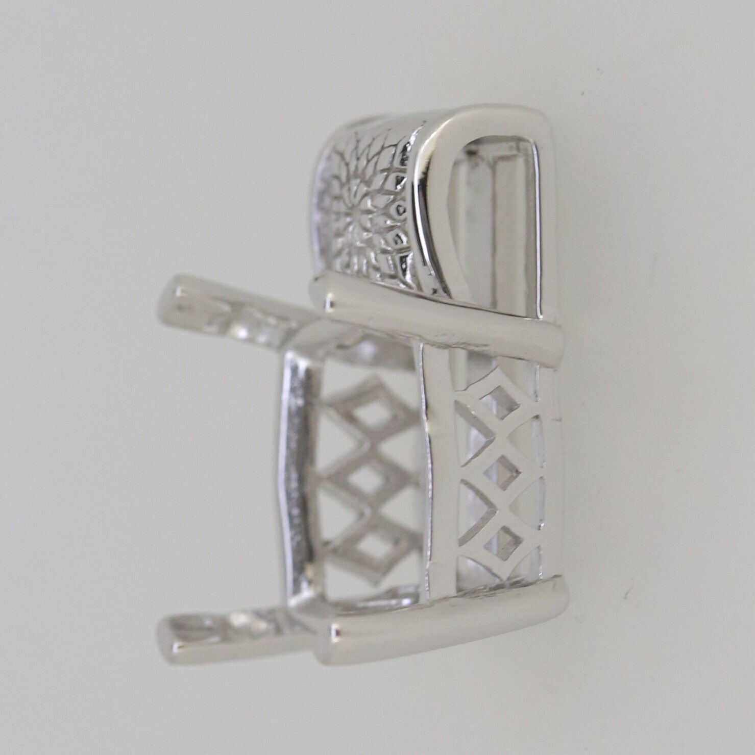 Sterling Silver Semi Mount Pendant Setting Princess SQ 12x12mm CU13x13mm Art Nouveau Style Syzjewelry