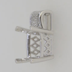 Sterling Silver Semi Mount Pendant Setting Princess SQ 12x12mm CU13x13mm Art Nouveau Style Syzjewelry