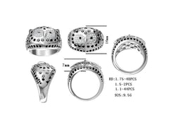 Sterling Silver Owl Theme Dome Ring with Round Diamond or Moissanite - Syzjewelry