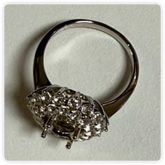 Sterling Silver Semi Mount Ring Setting OV 8X6mm White Topaz Double Halo DHJ