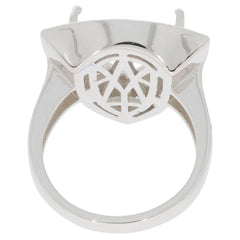 Sterling Silver Semi Mount Ring Setting TRI 12X12mm Double Halo DHJ