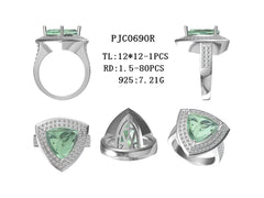 Sterling Silver Semi Mount Ring Setting TRI 12X12mm Double Halo DHJ
