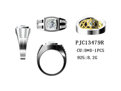 Men's Sterling Silver Semi Mount Ring Setting Cushion CU 8X8mm Bezel - Syzjewelry