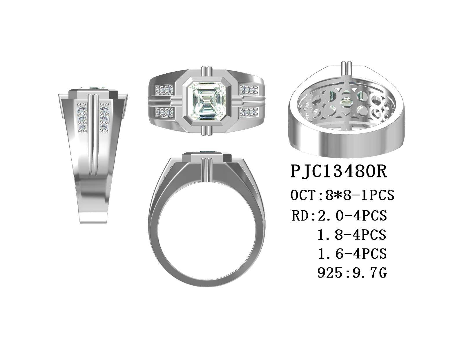 Men's Sterling Silver Semi Mount Ring Setting Square Emearld OCT 8x8mm - Syzjewelry