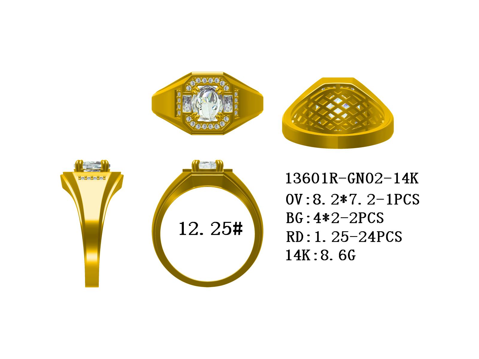 Custom 14K Gold Semi Mount Ring Setting Oval OV 8.2x7.2x4.5mm with Lab Grown Diamond Accents Size 12.25 Syzjewelry