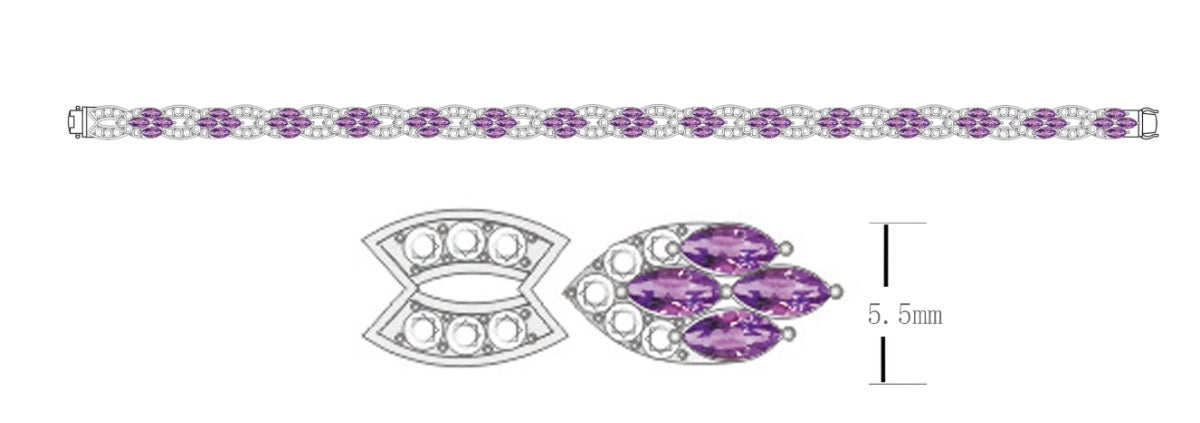 Sterling Silver Semi Mount Bracelet Setting Marquise MQ 4x2mm DHJ