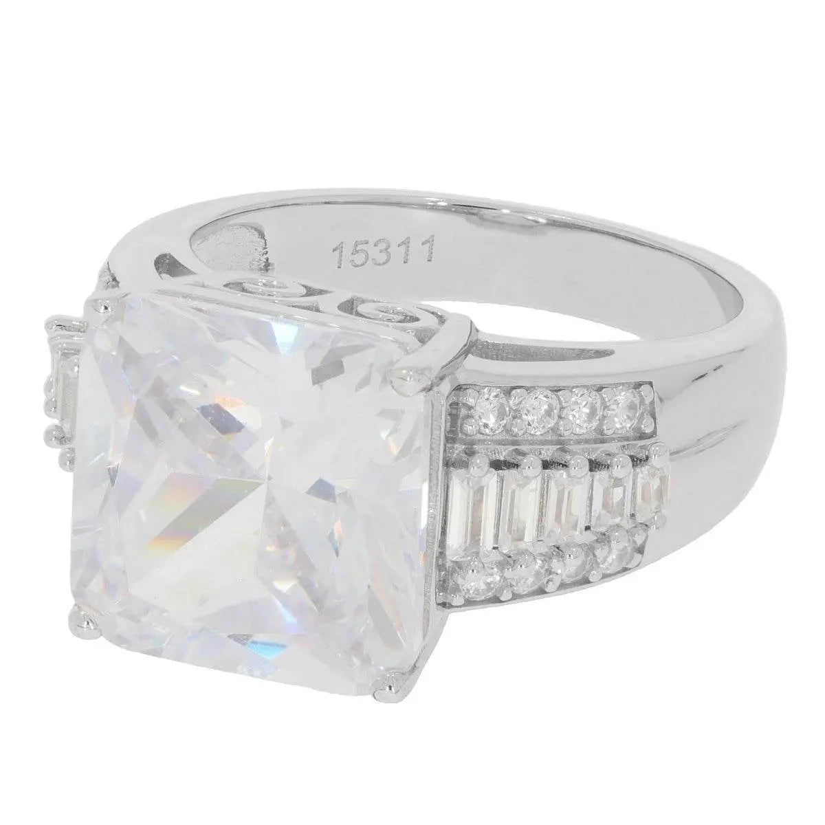 Sterling Silver Semi Mount Ring Setting Emerald OCT 12X12mm - Syzjewelry