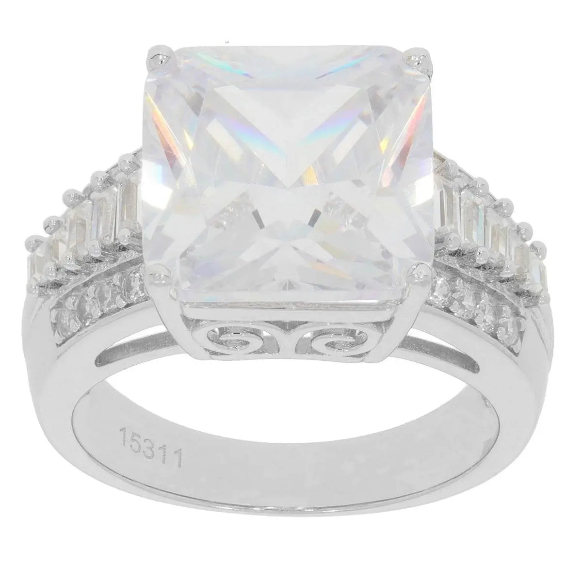 Sterling Silver Semi Mount Ring Setting Emerald OCT 12X12mm - Syzjewelry