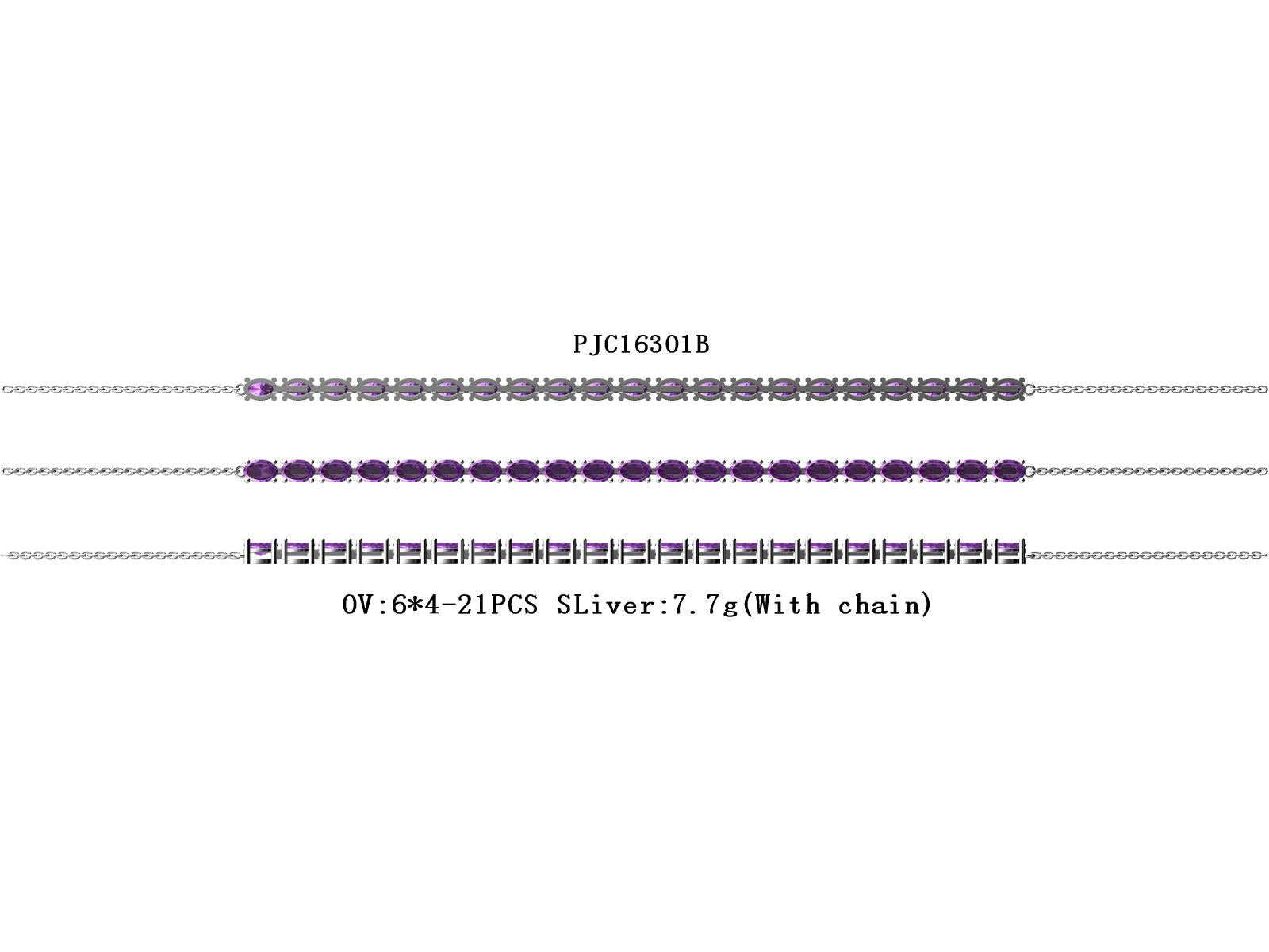 Sterling Silver Semi Mount Bracelet Setting Oval OV 6X4mm DHJ