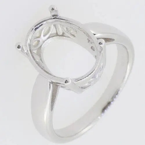 Sterling Silver Semi Mount Ring Setting Oval OV 14x10 mm Solitaire - Syzjewelry