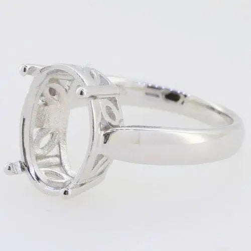 Sterling Silver Semi Mount Ring Setting Oval OV 14x10 mm Solitaire - Syzjewelry