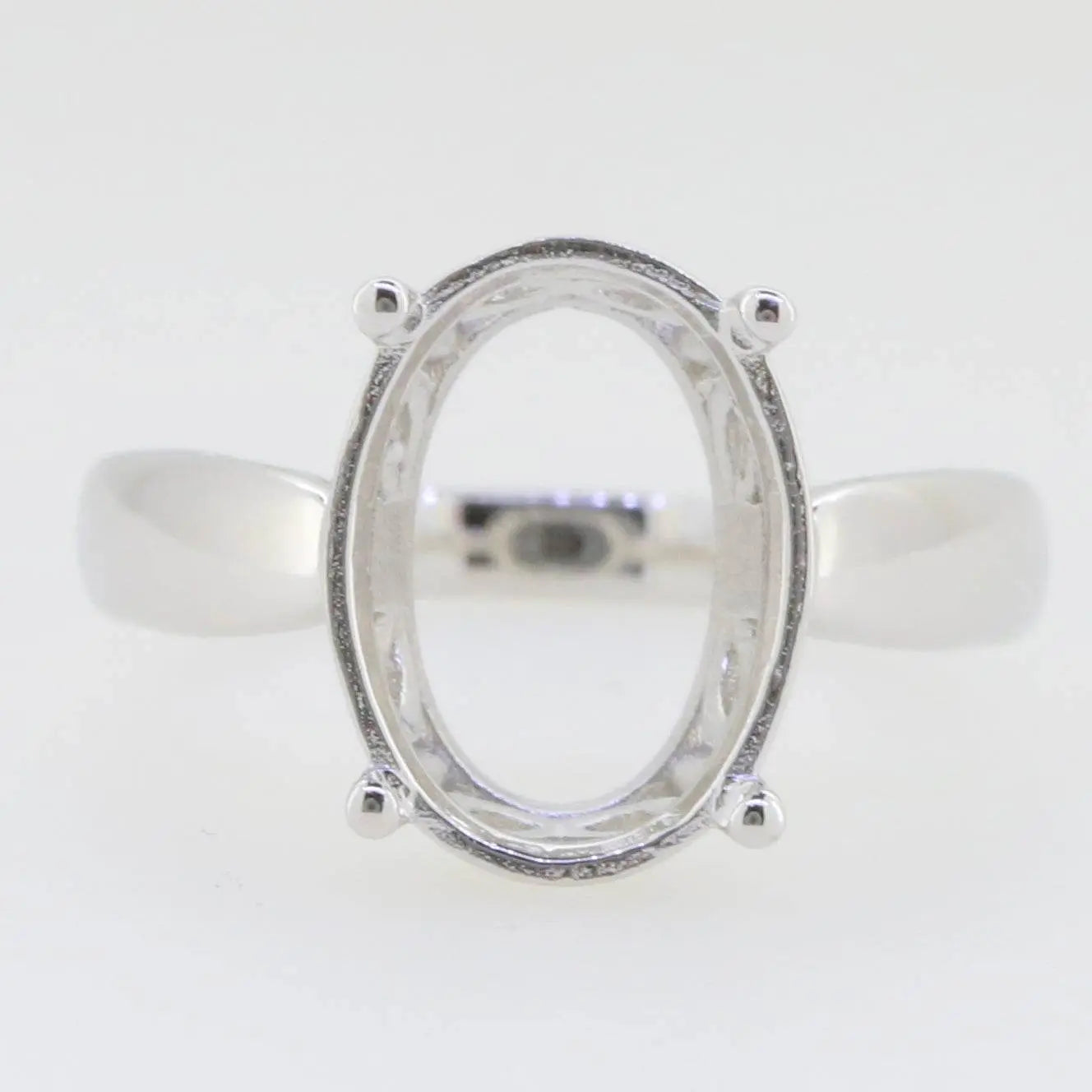Sterling Silver Semi Mount Ring Setting Oval OV 14x10 mm Solitaire - Syzjewelry