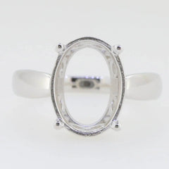 Sterling Silver Semi Mount Ring Setting Oval OV 14x10 mm Solitaire - Syzjewelry
