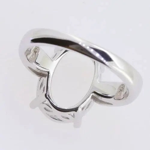 Sterling Silver Semi Mount Ring Setting Oval OV 14x10 mm Solitaire - Syzjewelry