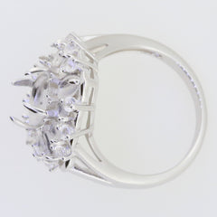 Sterling Silver Semi Mount Ring Setting Cab Oval OV 9X7mm OV 5x3mm RD3x3 Floral Cluster Statement Ring DHJ
